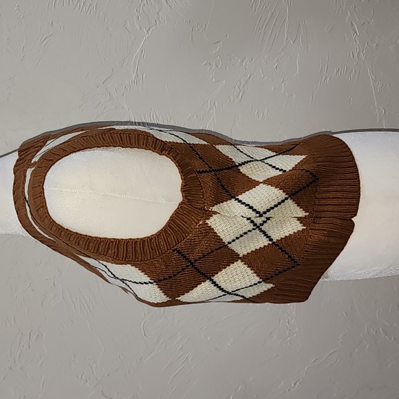 NWOT Women Brown Argyle Sweater Vest - Picture 3 of 3